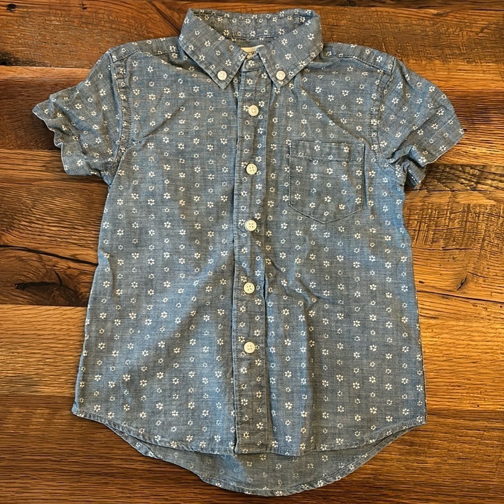 Crewcuts Chambray flower Shirt with pocket size 3